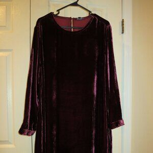 Eileen Fisher Deep Red Claret Velvet Dress 1X